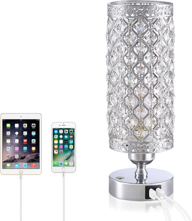 Crystal Bedside Table Lamp - 3 Color Options Lamps USB Nightstand Lamp | Yarra-Decor