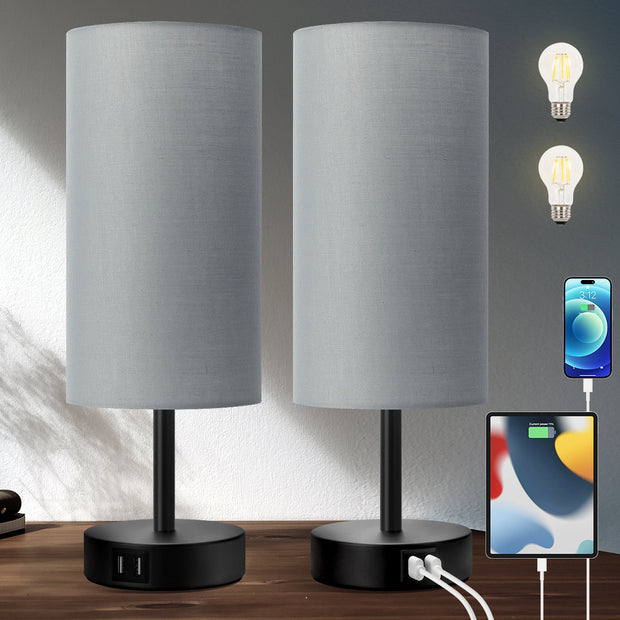 Bedside Lamps with USB Port - 3 Way Dimmable Touch Control Table Lamp  (2 Pack) | Yarra-Decor