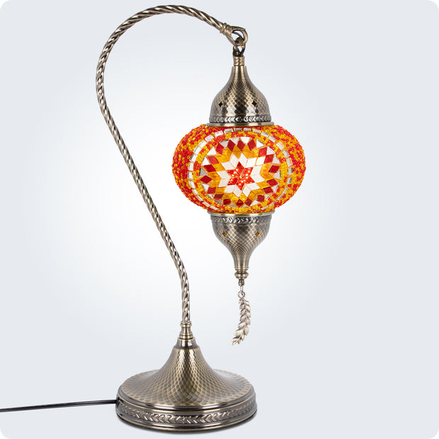 Turkish Moroccan Mosaic Table Lamp - 3 Color Options Swan Neck, 19" | Yarra-Decor