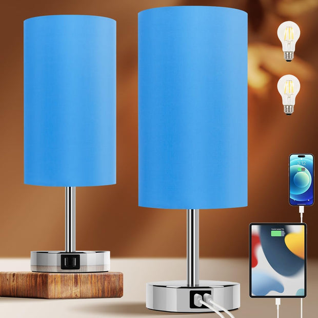 Bedside Lamps with USB Port - 3 Way Dimmable Touch Control Table Lamp  (2 Pack) | Yarra-Decor