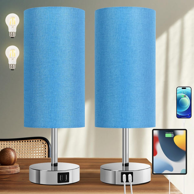 Bedside Lamps with USB Port - 3 Way Dimmable Touch Control Table Lamp  (2 Pack) | Yarra-Decor