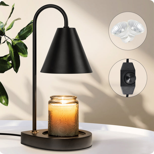 Candle Warmer Lamp - Dimmable Candle Lamp Warmer Electric with 2 Bulbs, Scented Wax Melter Warming Lamps No Smoke, Compatible with Various Candle Jars, Home Decor Gifts, Black Small Bedside Lamp