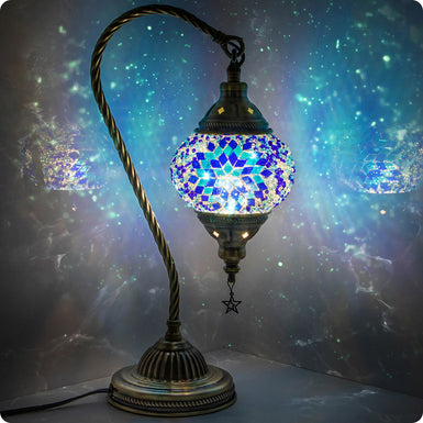 Turkish Moroccan Lamp -  3 Color Options Swan Neck with Bronze Base | Yarra-Decor