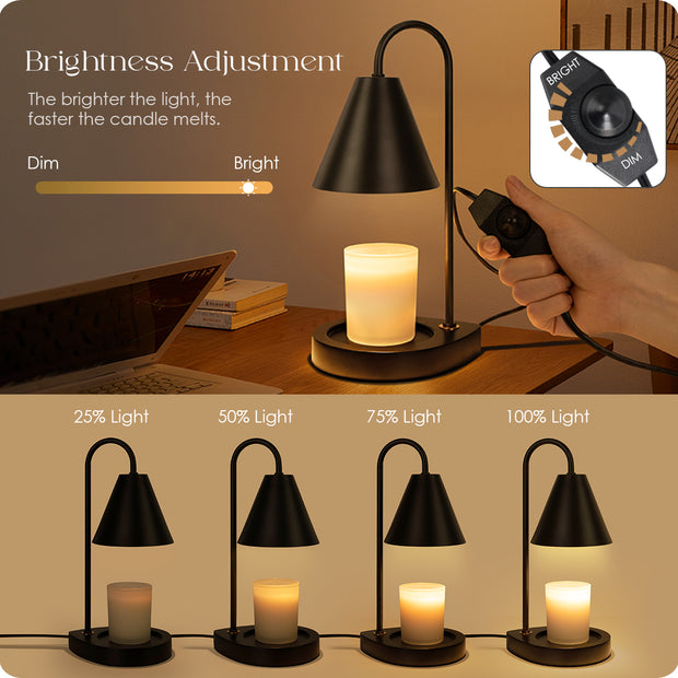 Candle Warmer Lamp - Dimmable Candle Lamp Warmer Electric with 2 Bulbs, Scented Wax Melter Warming Lamps No Smoke, Compatible with Various Candle Jars, Home Decor Gifts, Black Small Bedside Lamp