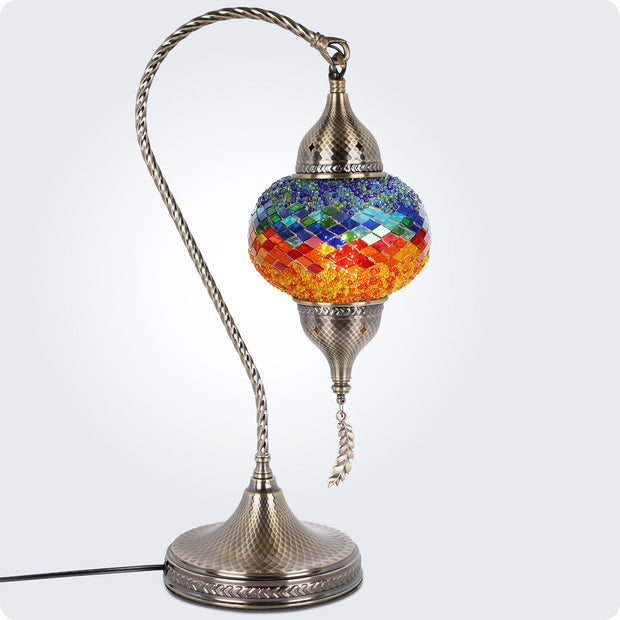 Turkish Moroccan Mosaic Table Lamp - 3 Color Options Swan Neck, 19" | Yarra-Decor