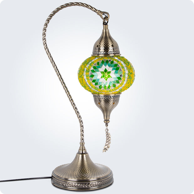 Turkish Moroccan Mosaic Table Lamp - 3 Color Options Swan Neck, 19" | Yarra-Decor