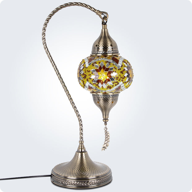 Turkish Moroccan Mosaic Table Lamp - 3 Color Options Swan Neck, 19" | Yarra-Decor