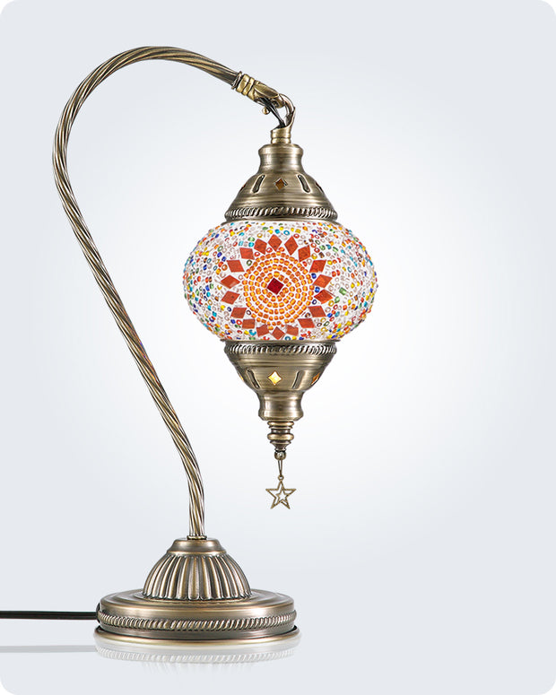 Turkish Moroccan Lamp -  3 Color Options Swan Neck with Bronze Base | Yarra-Decor