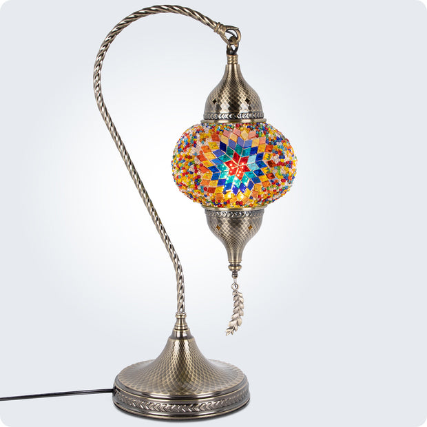 Turkish Moroccan Mosaic Table Lamp - 3 Color Options Swan Neck, 19" | Yarra-Decor