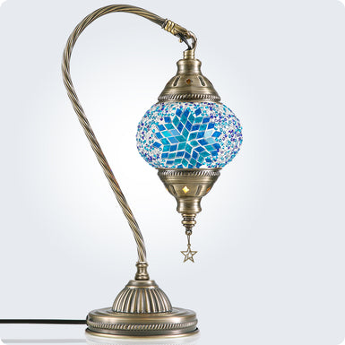 Turkish Moroccan Lamp -  3 Color Options Swan Neck with Bronze Base | Yarra-Decor